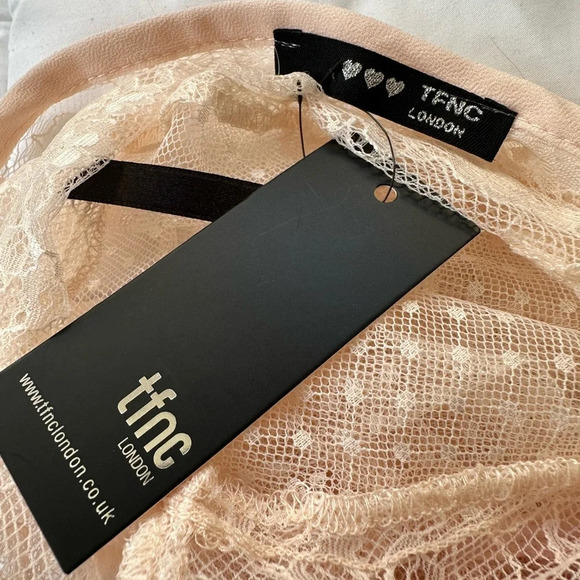 TFNC London Pleated Maxi Bridesmaid Dress With Spot Mesh Frill Detail - Picture 11 of 11